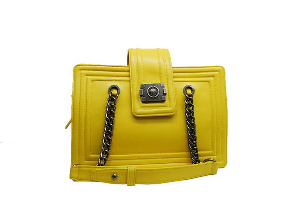 7A Chanel A30161 Yellow Calfskin Medium Le Boy Shoulder Bag Silver Hardware Online